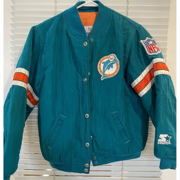 Miami Dolphins Vintage 90s Pro Line Starter Jacket NFL Pullover Coat Youth Small - Picture 1 of 12